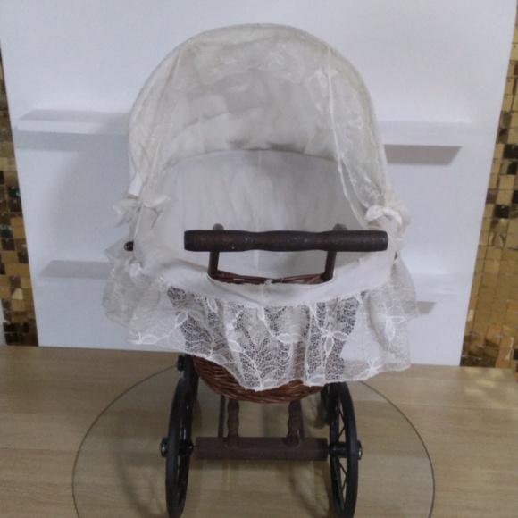 Vintage Victorian Style Baby Carriage with Lace Canopy - Picture 4 of 16